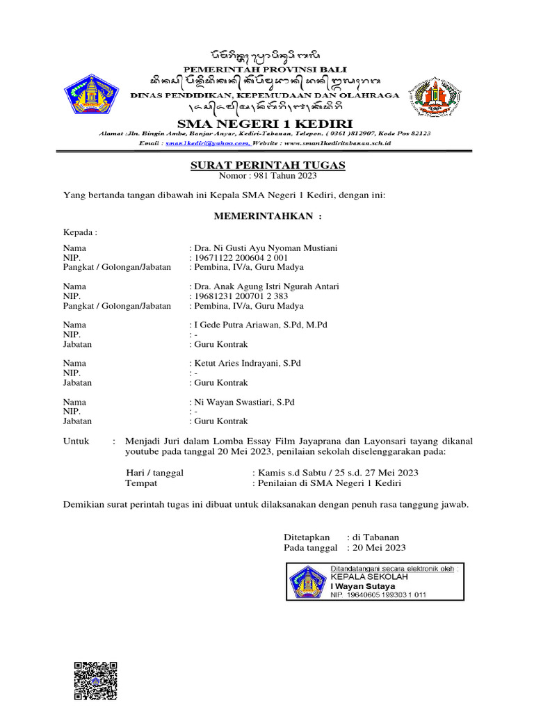 Surat Tugas Juri Lomba Esai Pdf