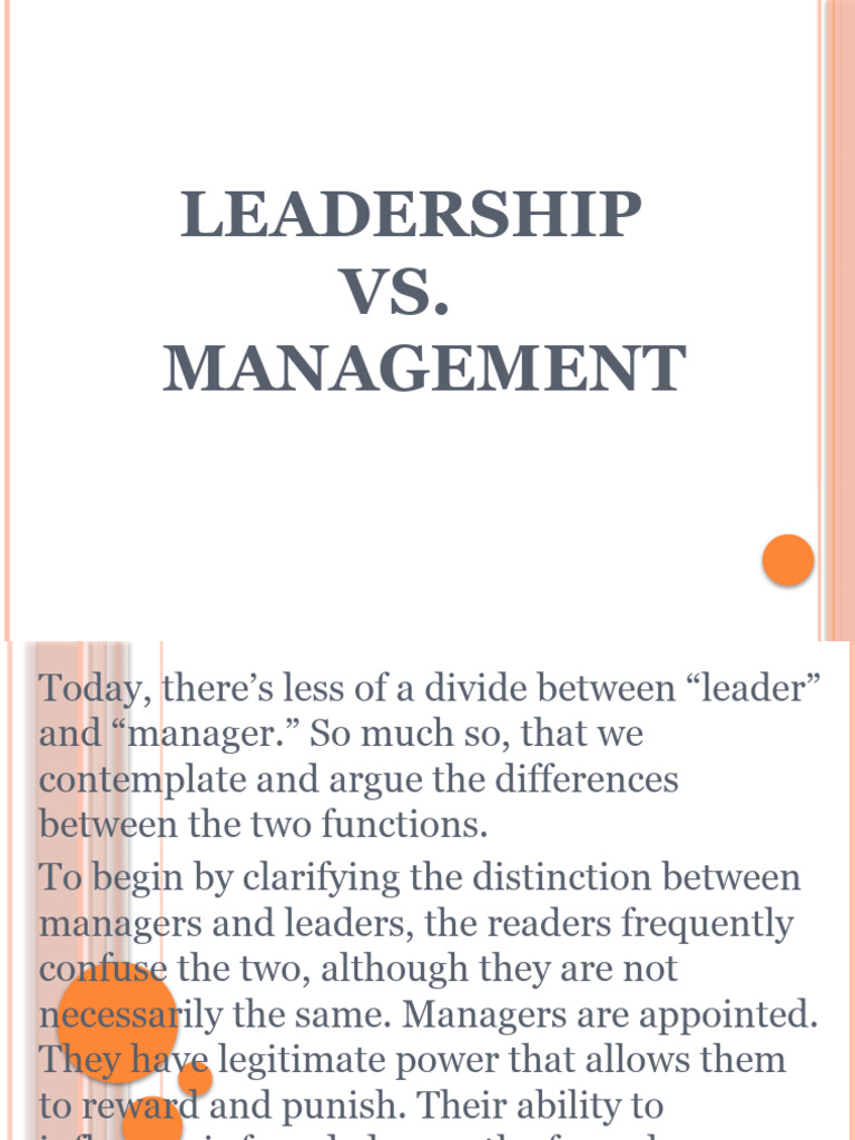 Leadership vs. Management Explained | PDF | Leadership | Information