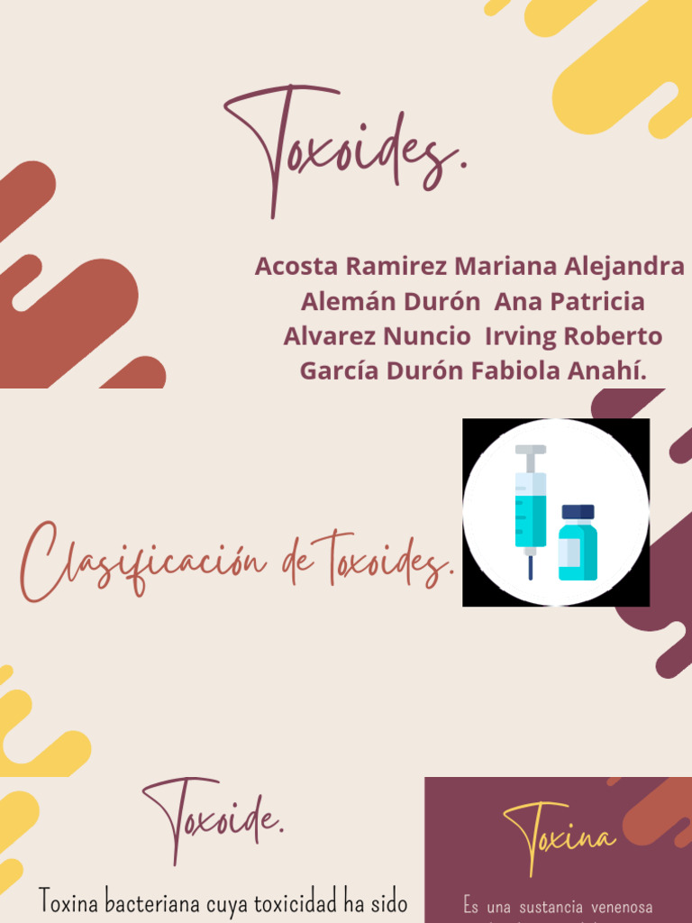Clasificación y uso de toxoides en vacunas | PDF | Especialidades ...