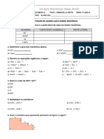 Atividade 8º Ano Matemática