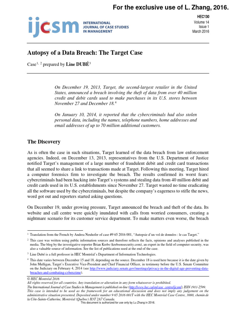 Target Data Breach Analysis 2013 | PDF | Computer Security | Security