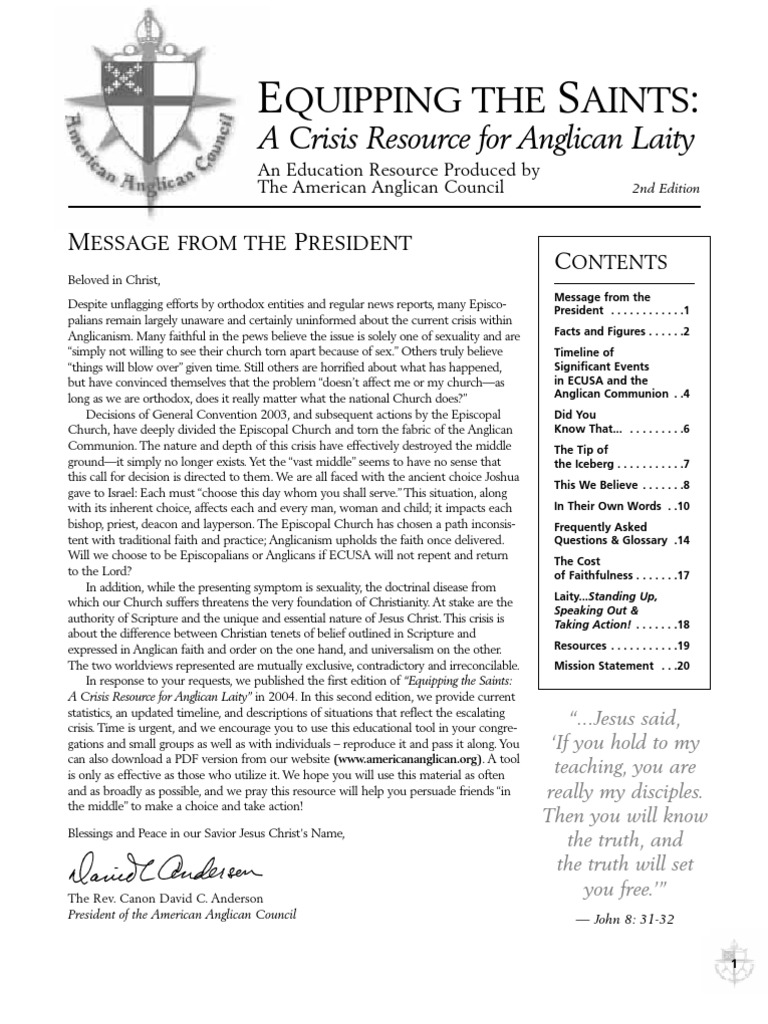Equipping The Saints Pdf Episcopal Church United States Anglicanism
