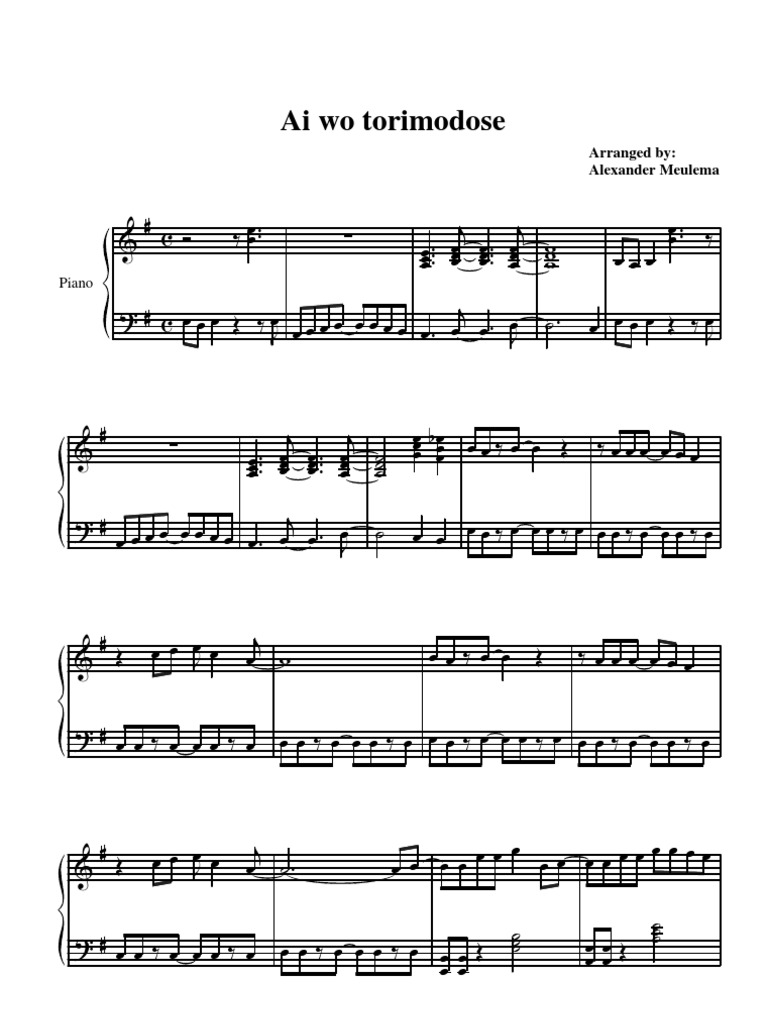 Hokuto No Ken Ai Wo Torimodose Piano