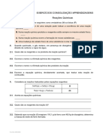 Exercicios Consolidação Aprendizagens Reações Químicas