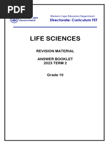Life Sciences Grade 10 Revision Answers Term 2 - 2023