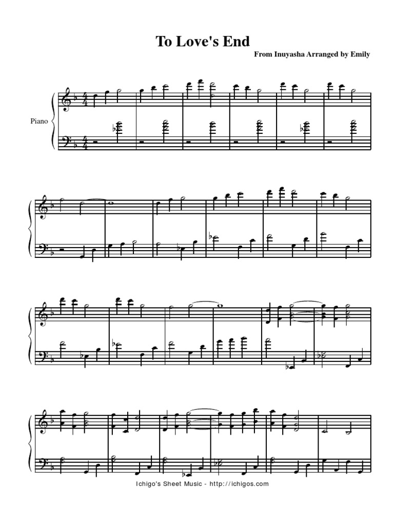 Featured image of post Inuyasha Sad Song Piano Sheet Music Just finished playing fur elise by bheetovhen i want something just a little bit harder a little challenge i play around opus 30 s and how about some chopin or something by ludovico einaudi