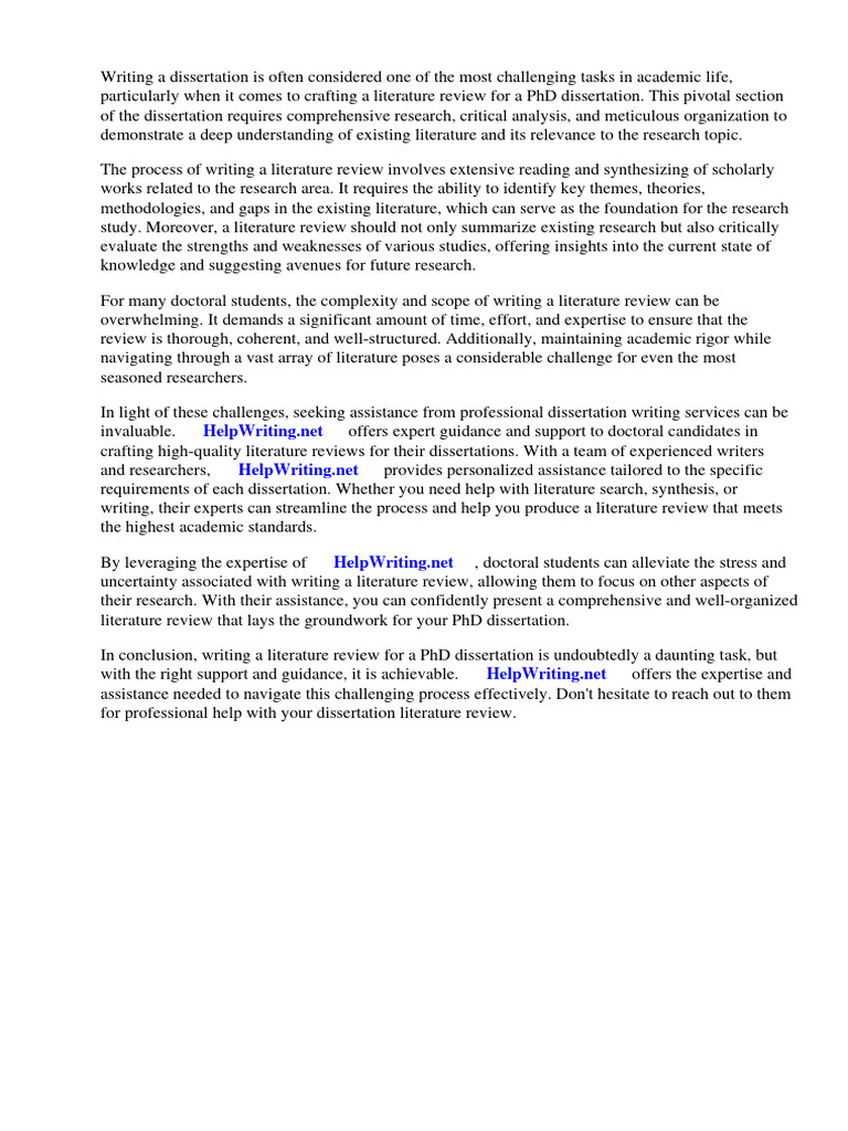 How To Write A Literature Review For A PHD Dissertation | PDF | Thesis ...
