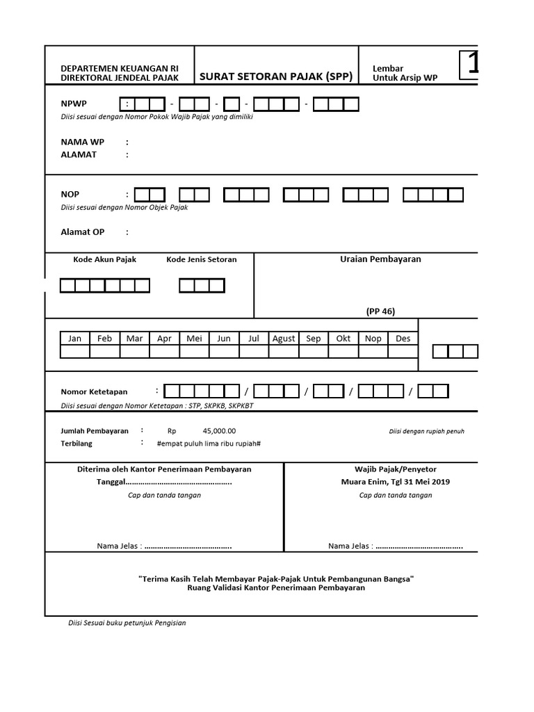 Contoh Surat Setoran Pajak PPN | PDF