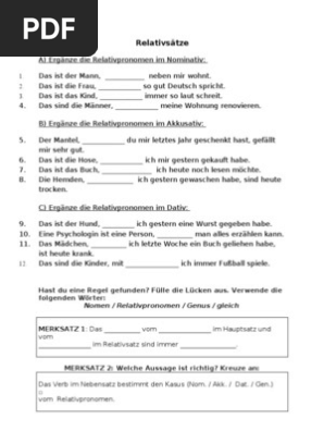 Relativpronomen übung 6 klasse