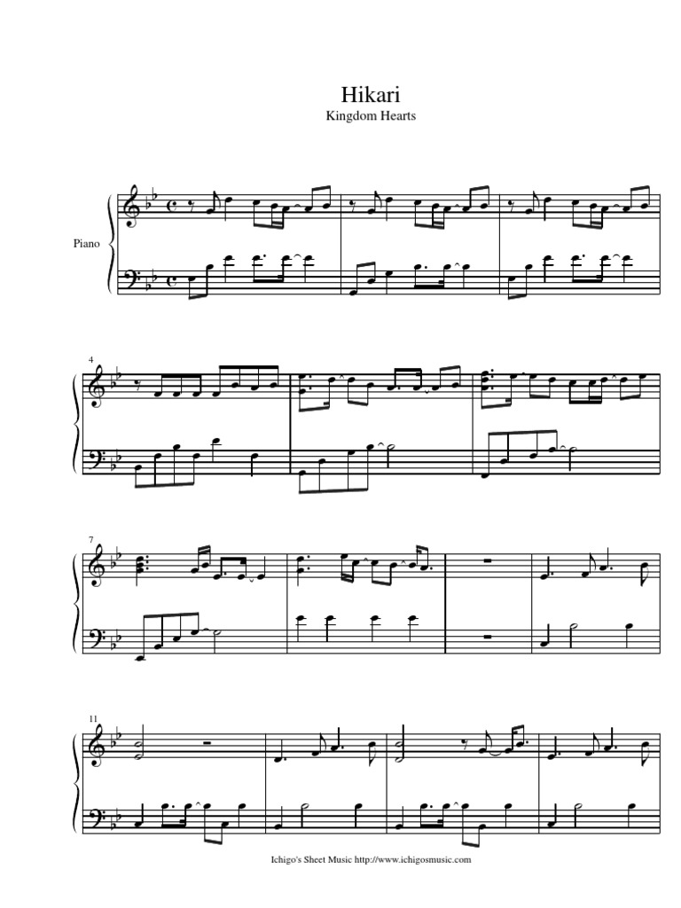 Kingdom Hearts Hikari Simple And Clean Piano