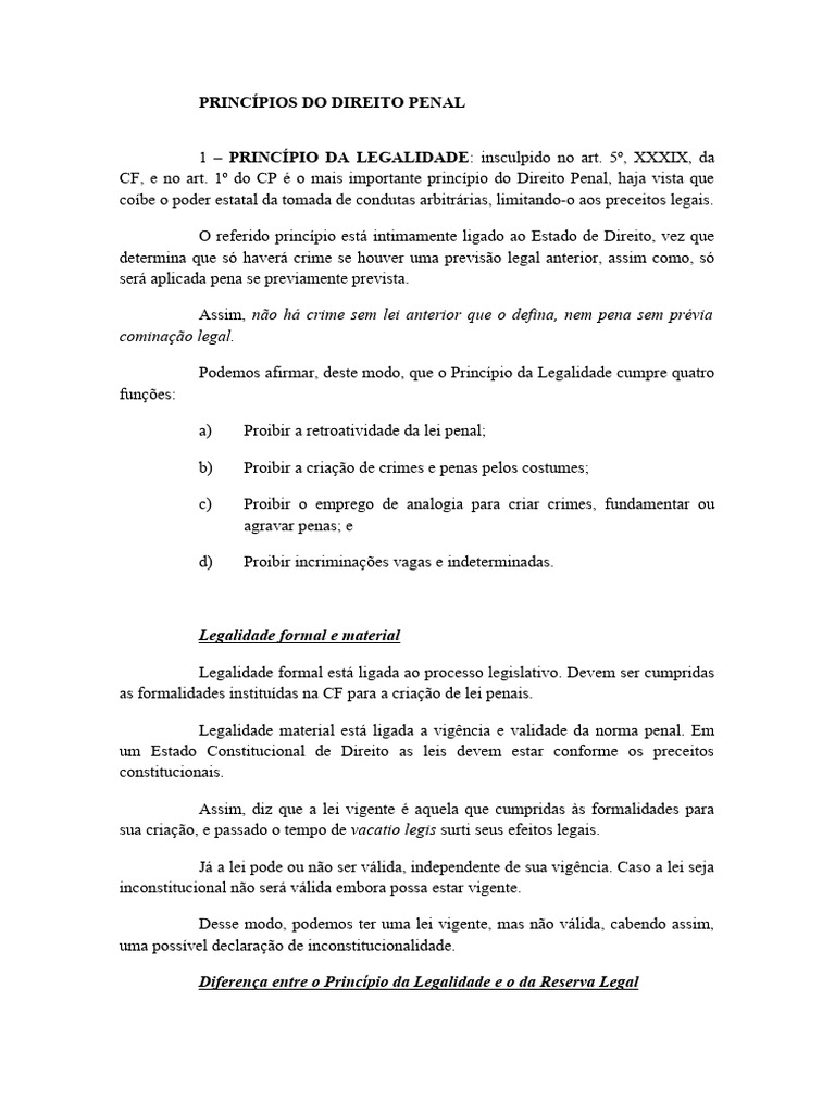 Princípios Fundamentais Do Direito Penal Pdf Direito Penal Crimes