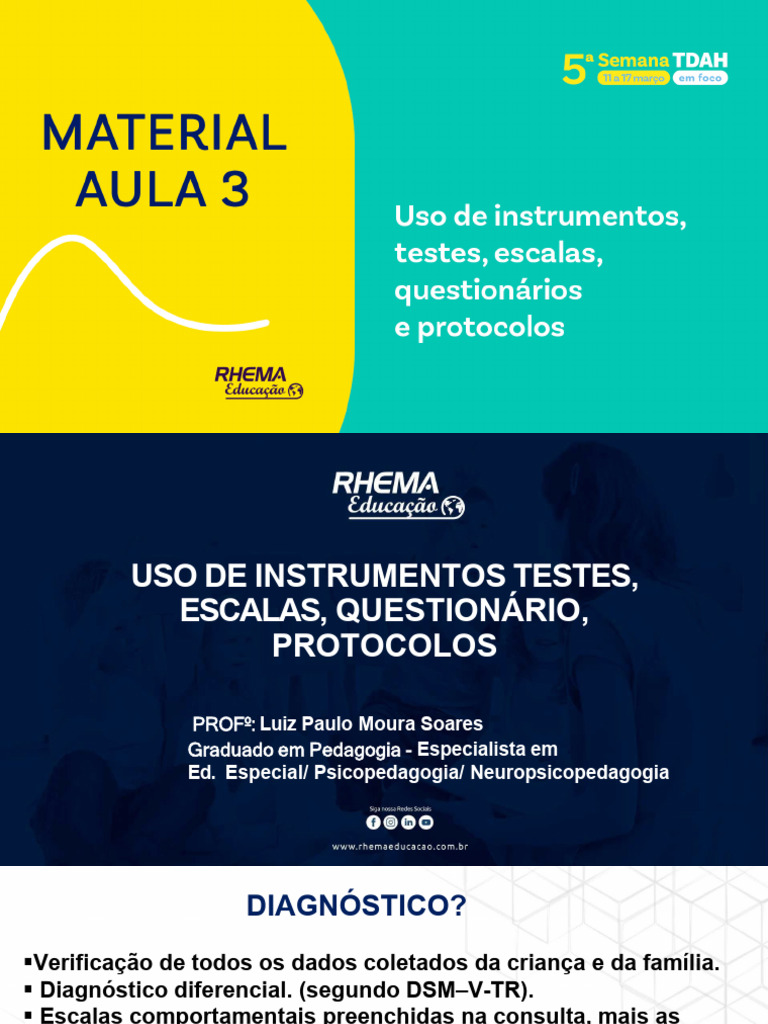 Aula 3 Material de Apoio 5 Semana Tdah em Foco Rhema Educacao | PDF ...