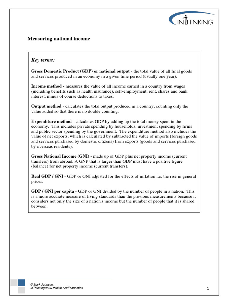 Calculating National Income | PDF | Gross Domestic Product | Measures ...