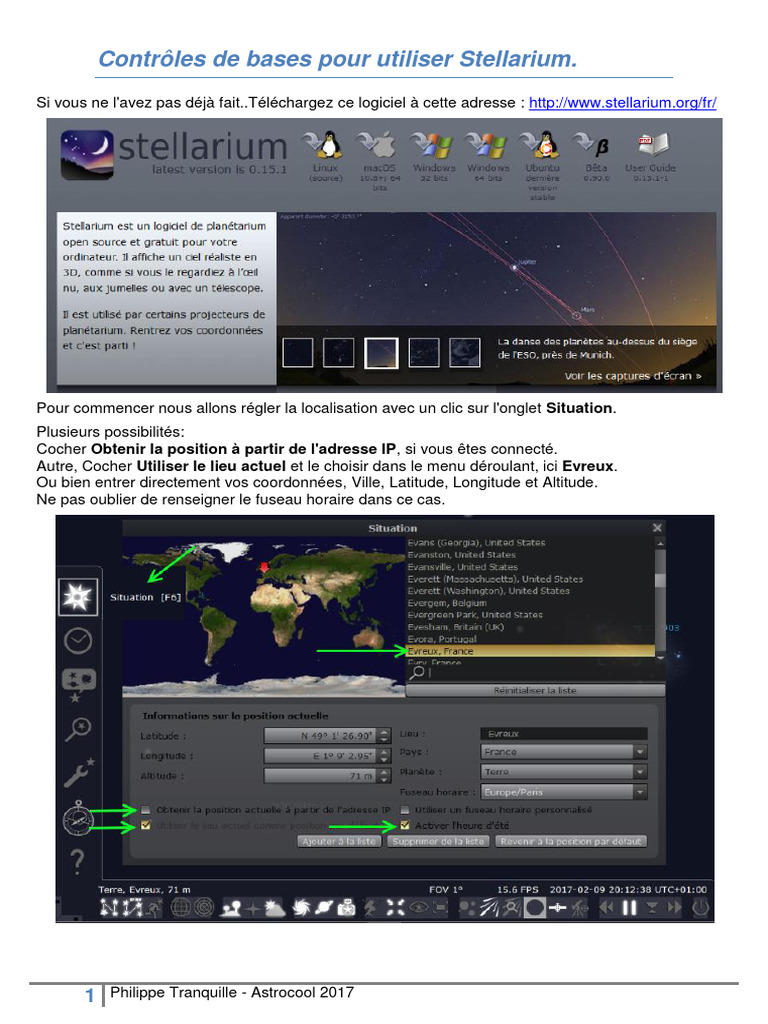 Guide d'utilisation de Stellarium en français | PDF | Télescope | Imagerie