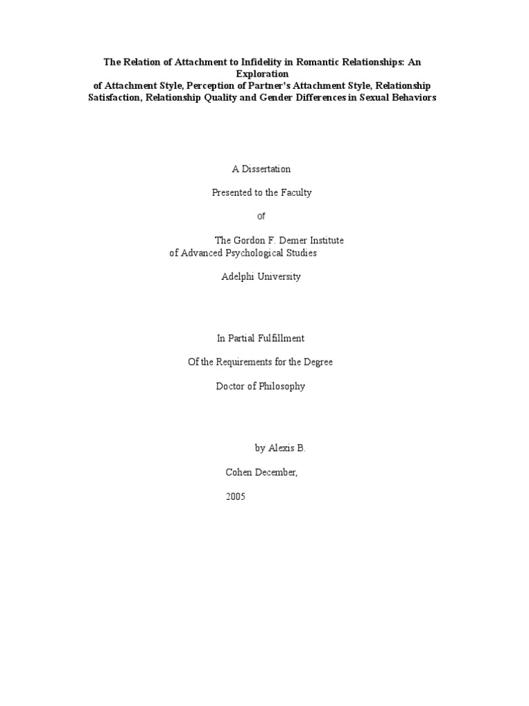 Attachment and Infedility in Romantic Relationships | PDF | Attachment ...