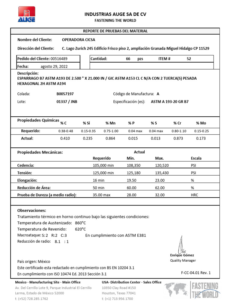 Reporte de Pruebas de Material ASTM | PDF | Rieles | Ciencias fisicas