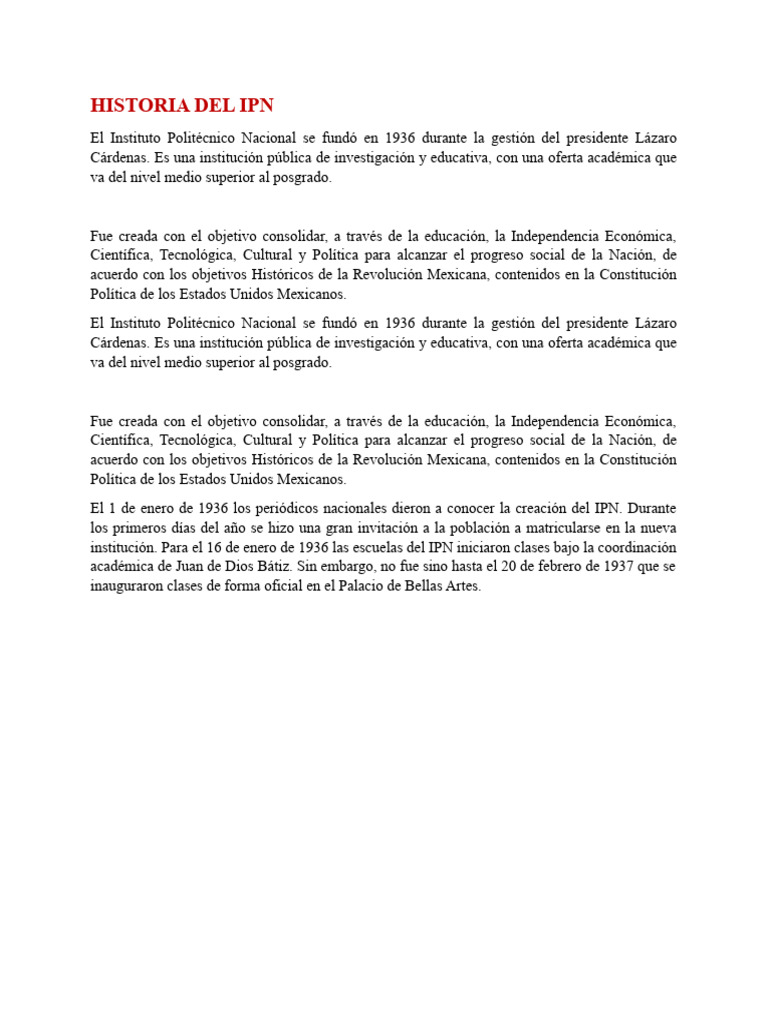HISTORIA DEL IPN | PDF