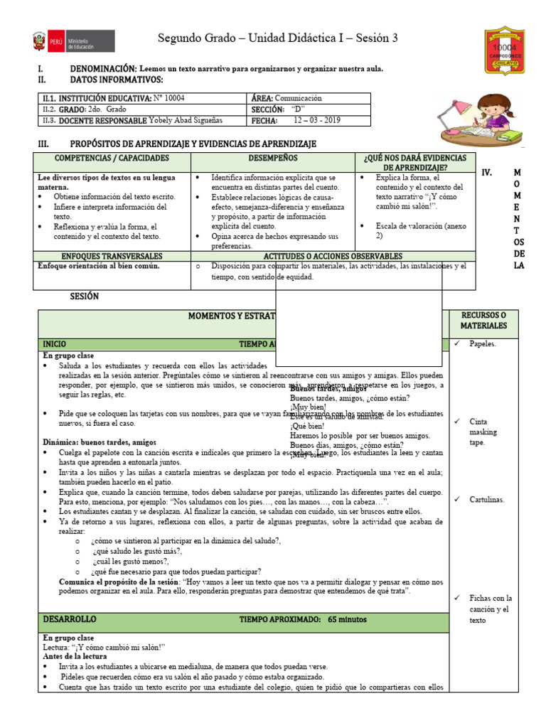 Organizando el Aula con Narrativa | PDF | Salón de clases | Aprendizaje