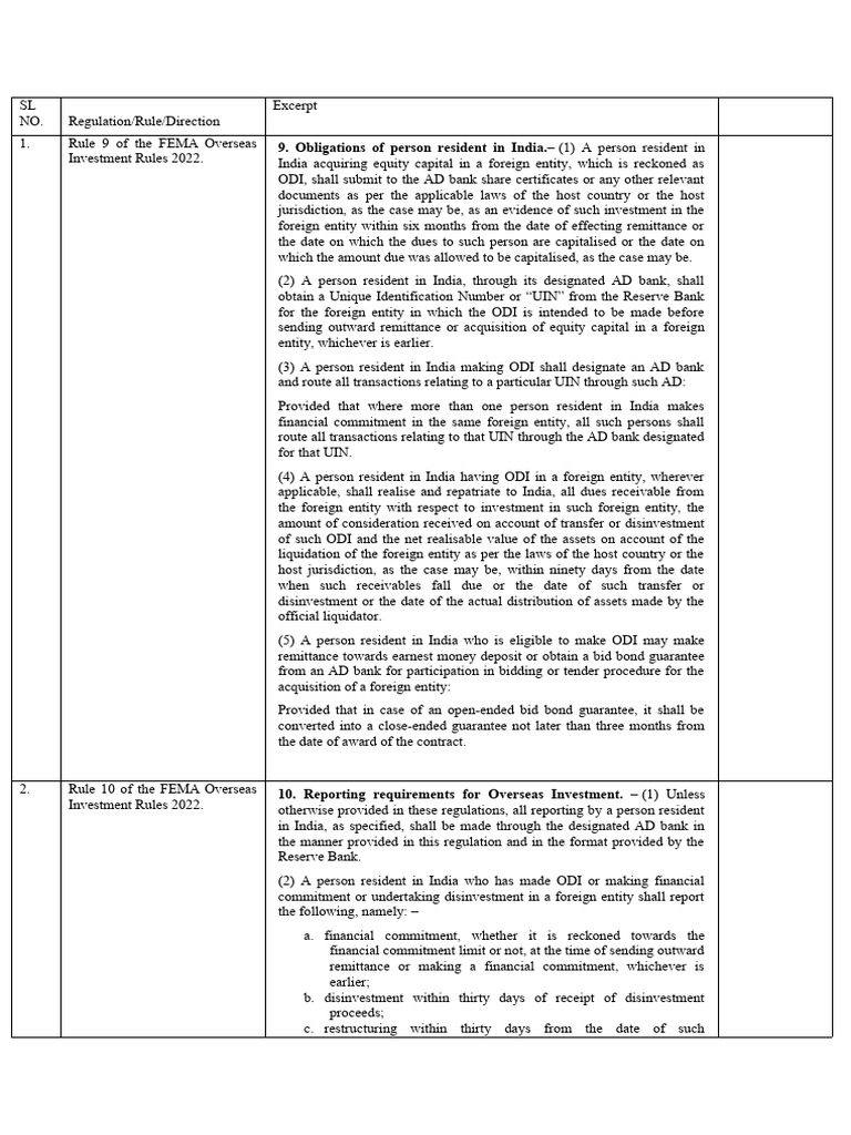 Fema compliances for a person issuing foreign security pdf banks