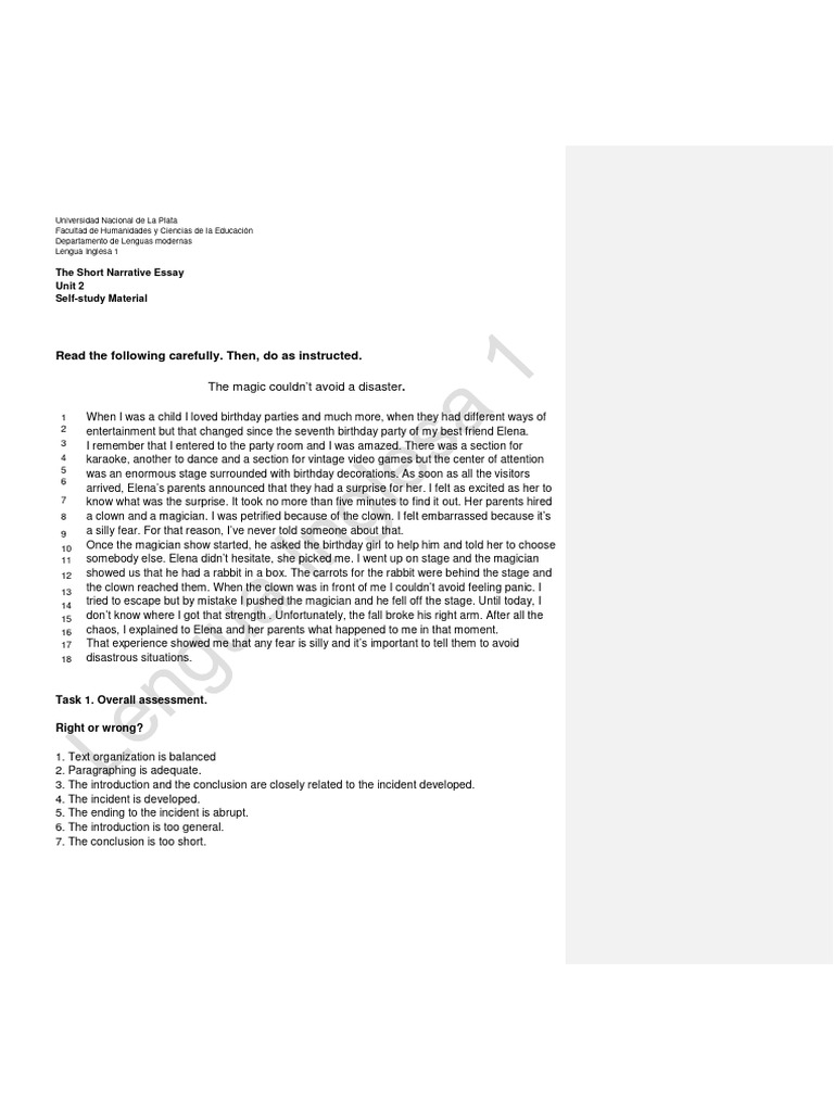 Short Narrative Essay on Childhood Fears | PDF