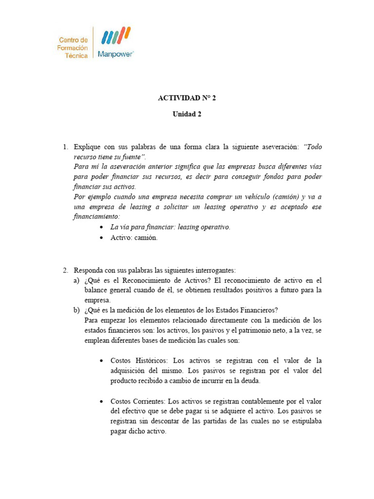 Actividad 2 U1 | PDF | normas internacionales de INFORMACION FINANCIERA ...