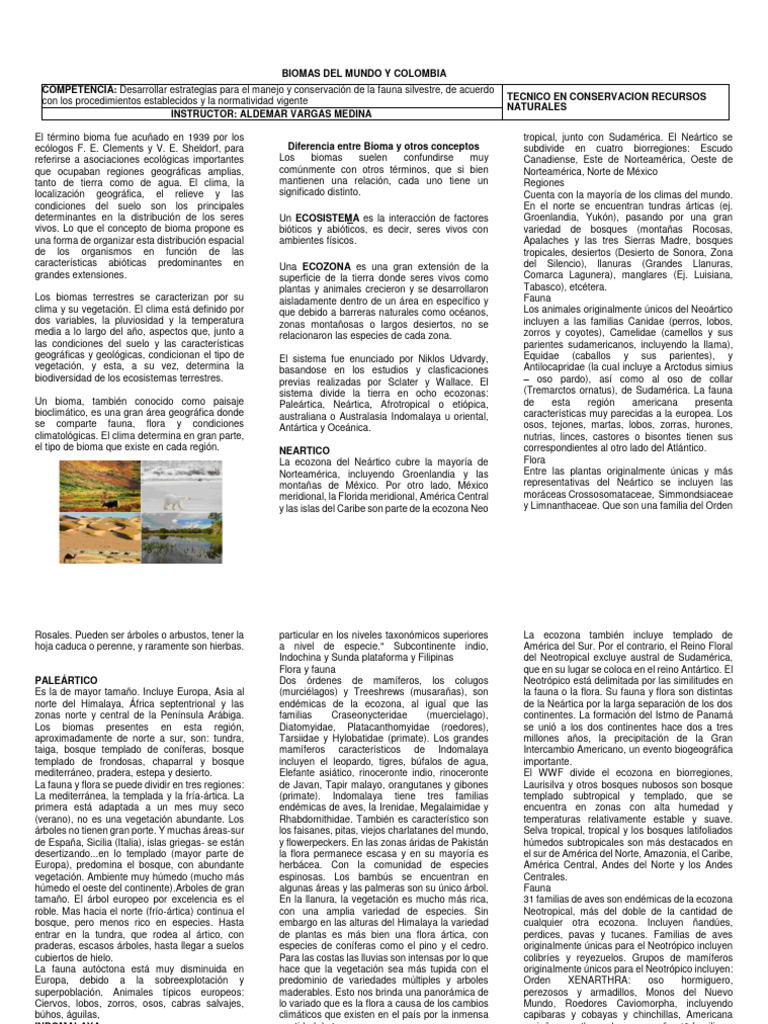 Taller Biomas Del Mundo y Colombia | PDF | Sabana | Ciencias de la Tierra