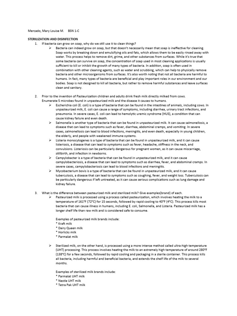 Sterilization And Disinfection Pdf Sterilization Microbiology Milk