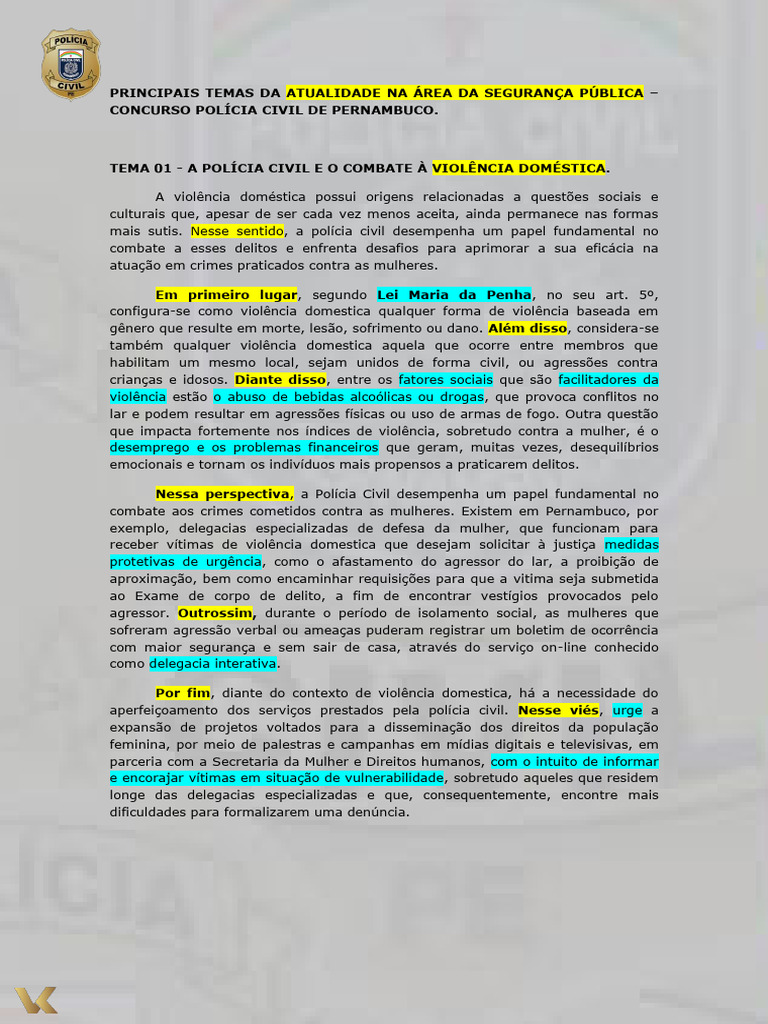 25 Temas de Redação - Atualidade Na Segurança Pública | PDF | Violência ...
