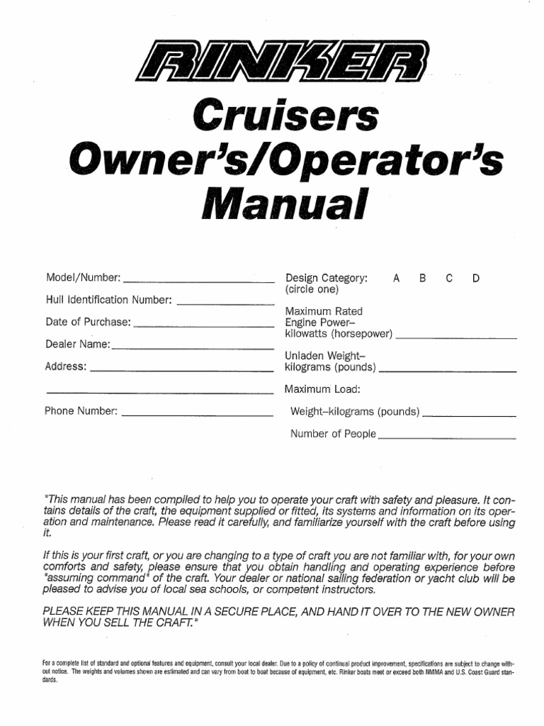 Rinker_allboats_200020012002200320042005_CruisersOwnersManual PDF