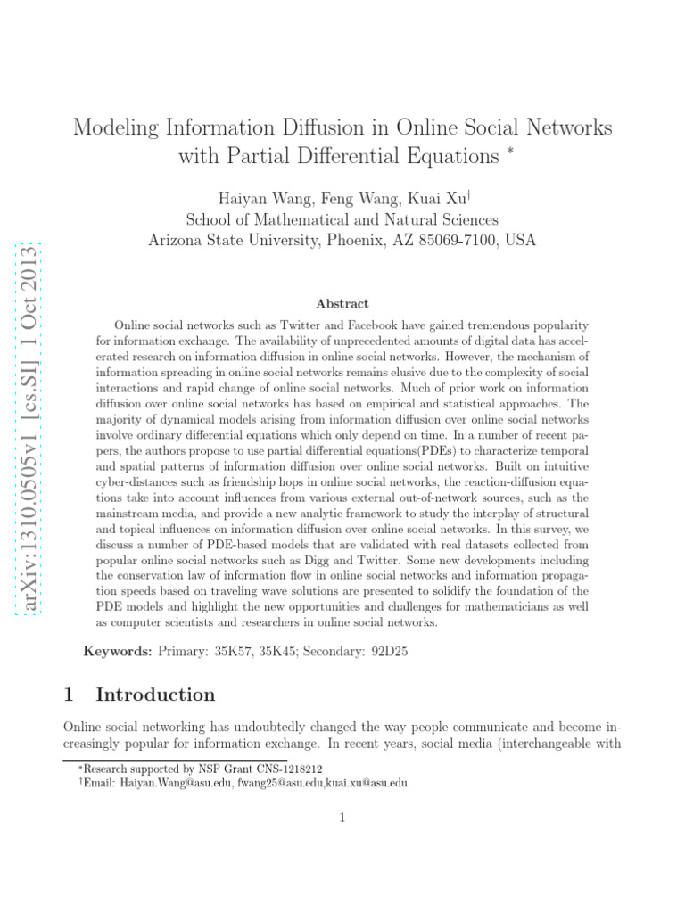 Modeling Information Diffusion | PDF | Partial Differential Equation ...