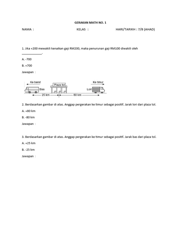 Soal Latihan Gerakan Math 1 | PDF