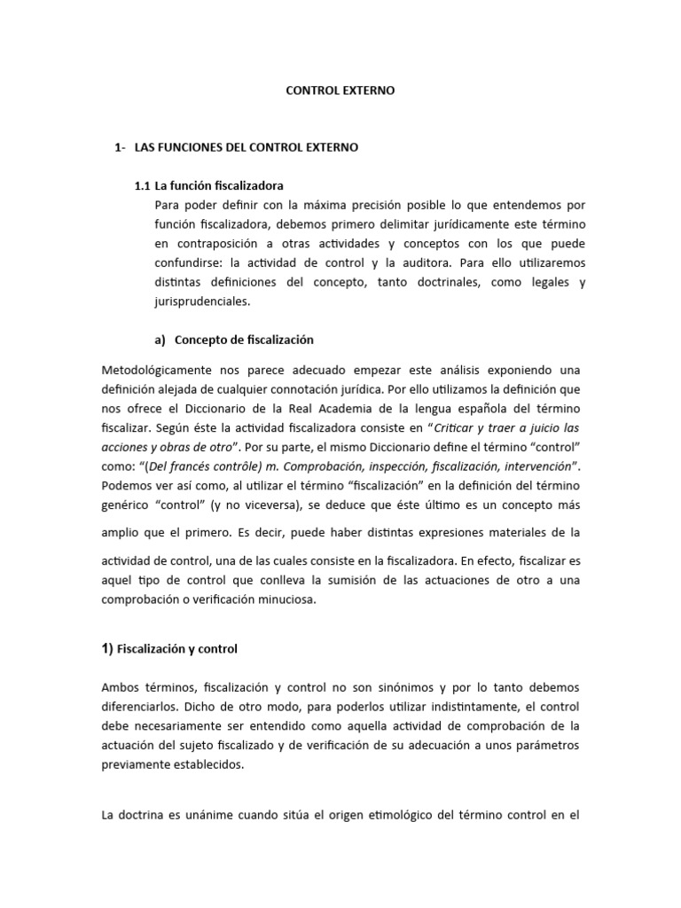 Funciones del Control Externo en Fiscalización | PDF | Auditoría ...