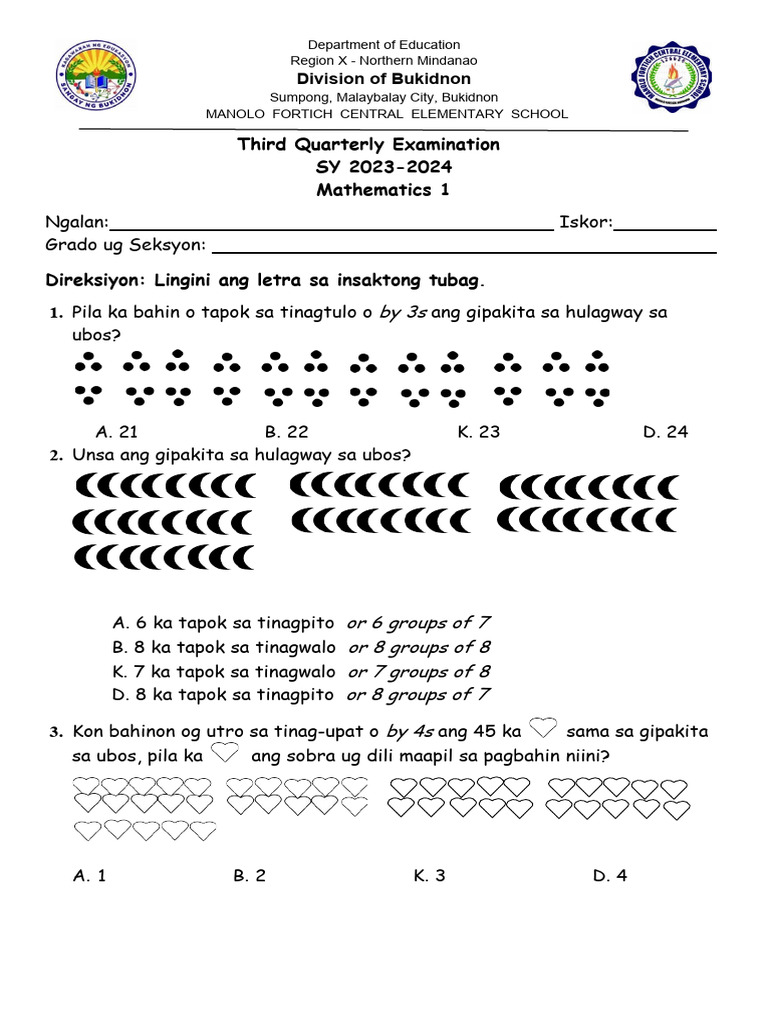 MATH 1 PRETEST Humana | PDF