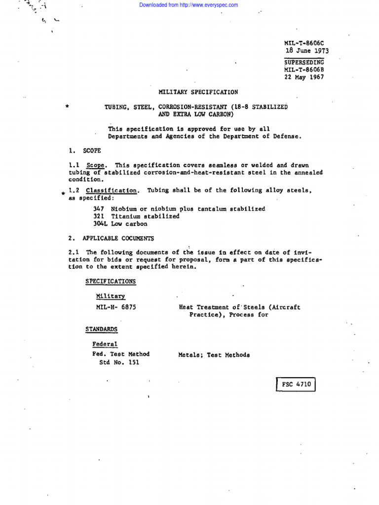 Military Specification for Steel Tubing | PDF | Pipe (Fluid Conveyance ...