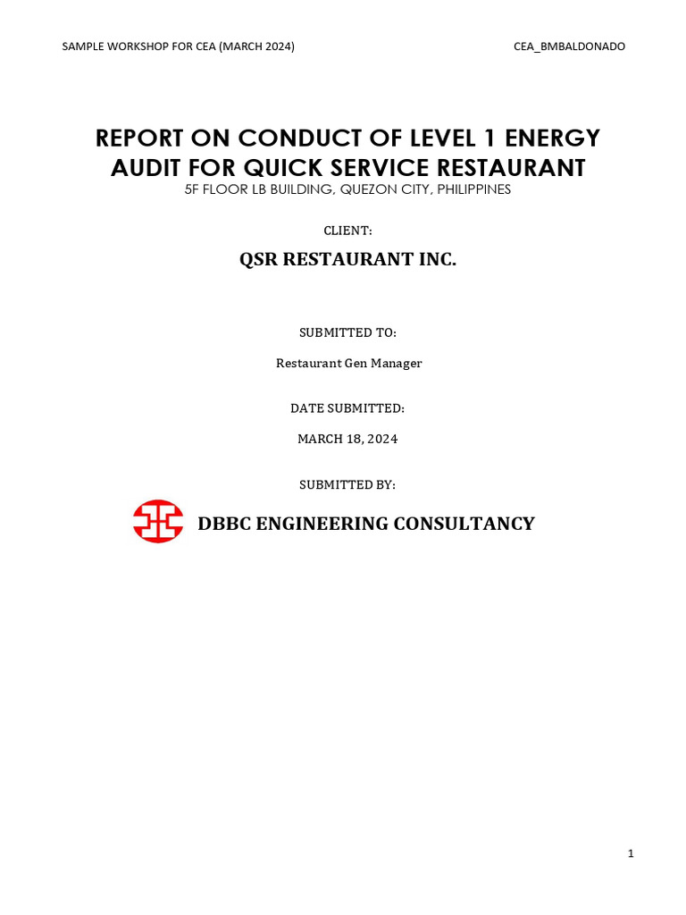2024.03.18-Sample Energy Audit Report | PDF | Watt | Energy Conservation