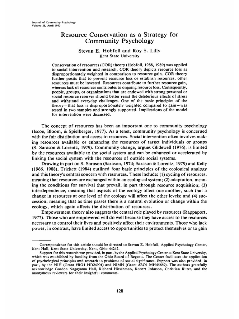 Resource Conservation in Community Psychology | PDF | Structural ...