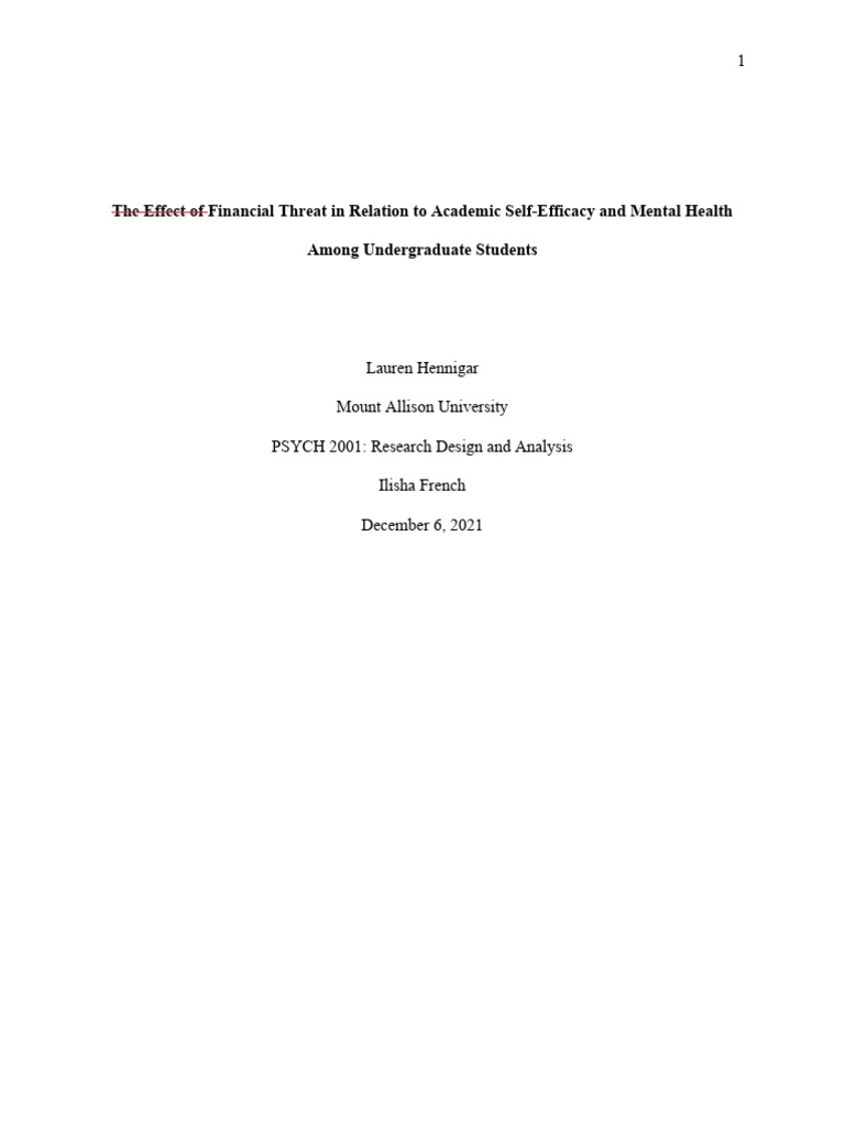 Report | PDF | Self Efficacy | Mental Health