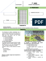 Prova Geografia 7 Ano II Periodo