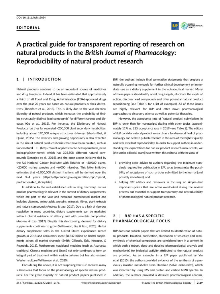 A Practical Guide For Transparent Reporting of Research On Natural ...