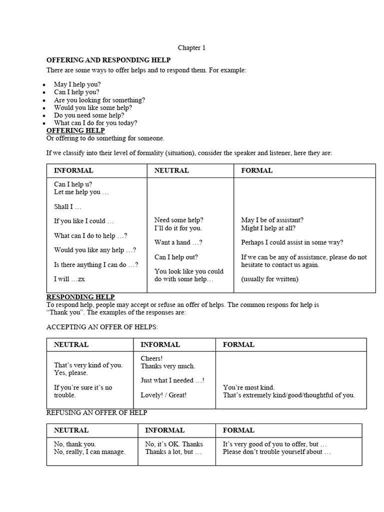 Offering Help and Conditional Sentences | PDF | Semantic Units ...