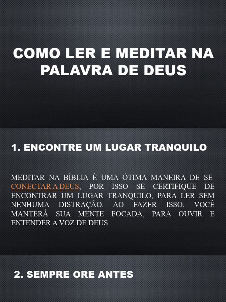 Como Ler E Meditar Na Palavra De Deus Pdf