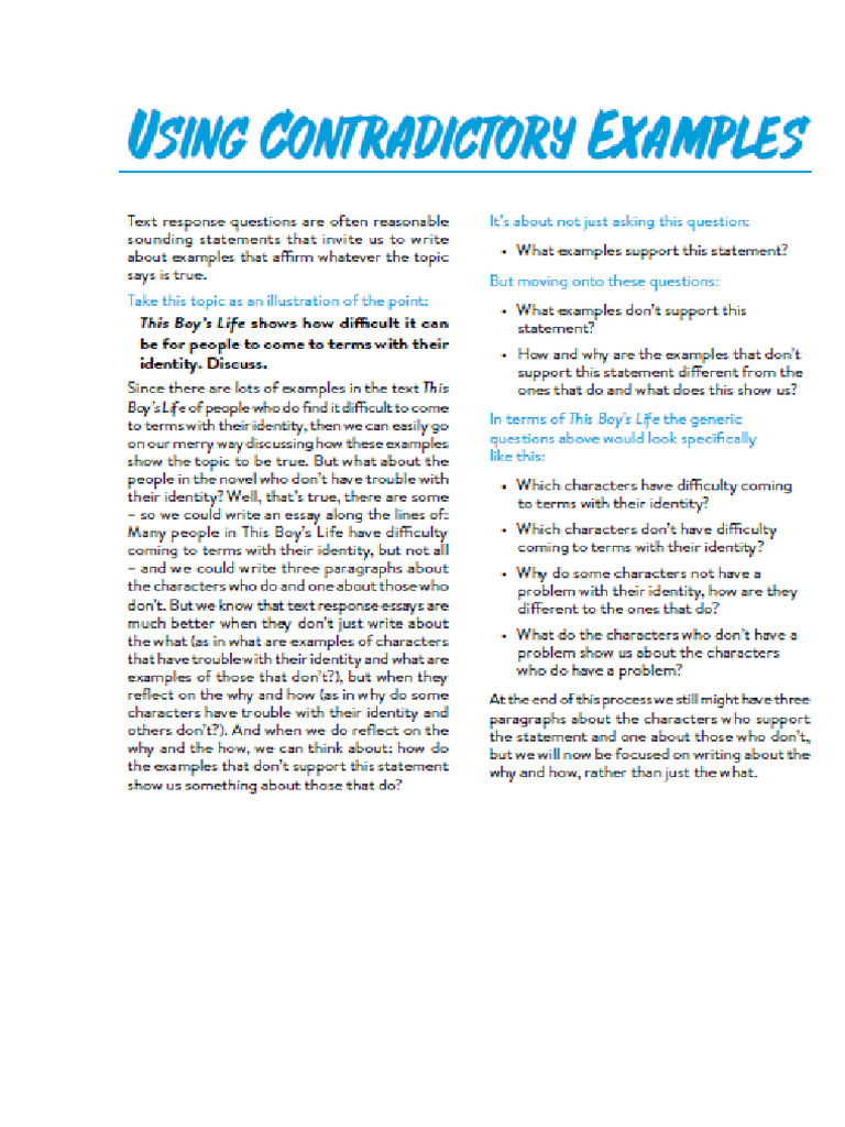 Using Contradictory Examples - For Section A and B | PDF