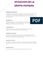 Clasificacion de La Geografia Humana