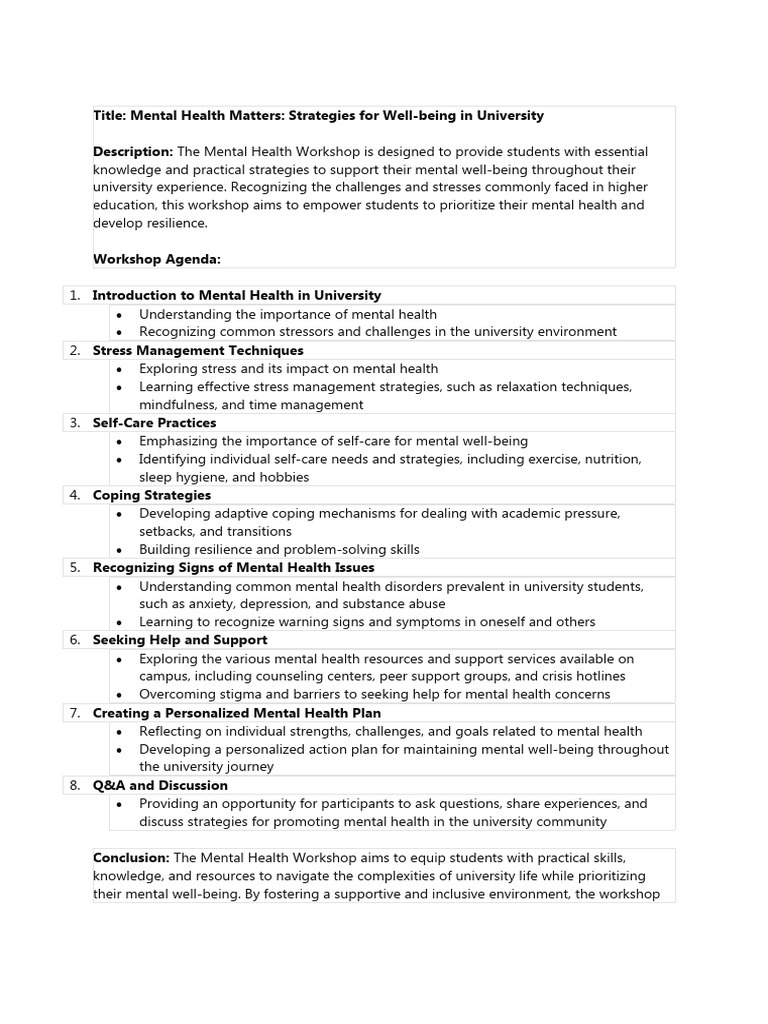Mental Health Matters Strategies For Well-Being in University | PDF ...