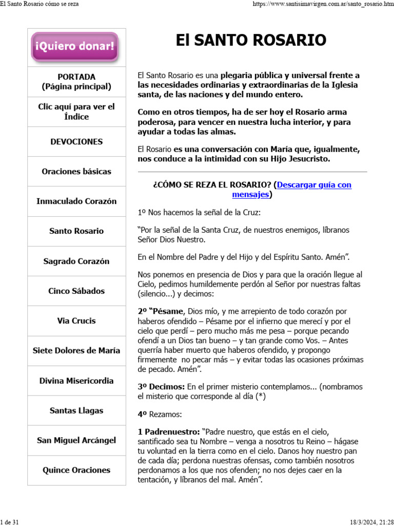 El Santo Rosario cómo se reza | PDF | María, madre de Jesús | Oración