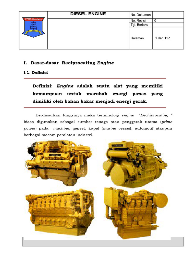 Definisi dan Klasifikasi Diesel Engine | PDF