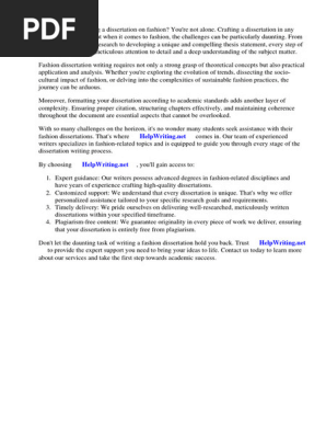 Fashion Dissertation Proposal Examples
