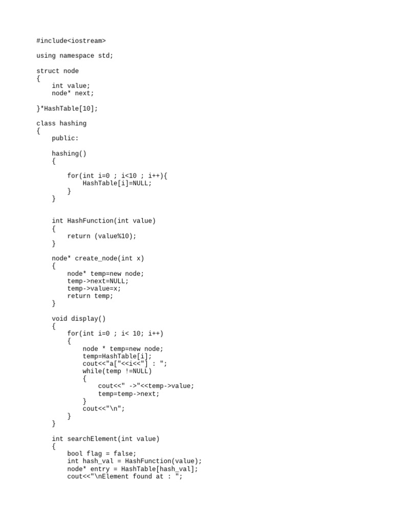 C++ Hash Table Implementation Guide | PDF