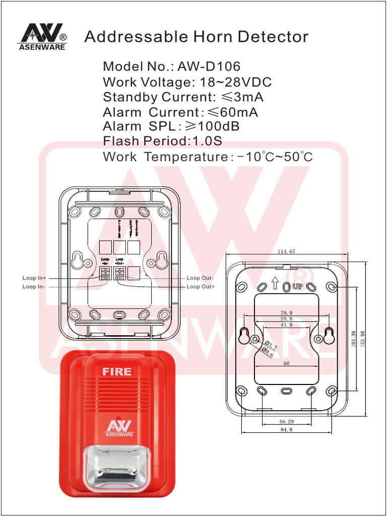 AW-D106 Smoke Detector Specifications | PDF