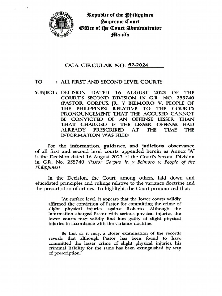 OCA Circular No. 522024 Download Free PDF Statute Of Limitations